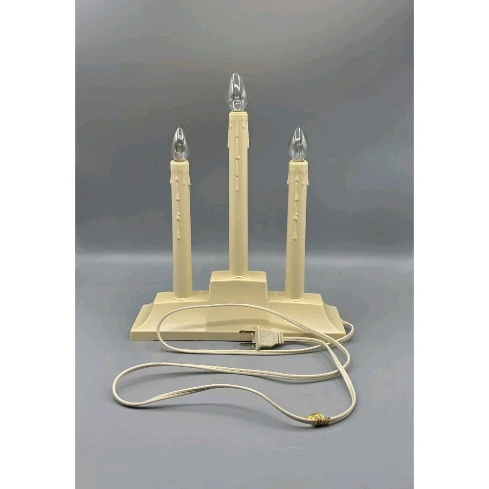 Vintage GEM 3 Light Candolier in Box Clear Lights USA Bulbs